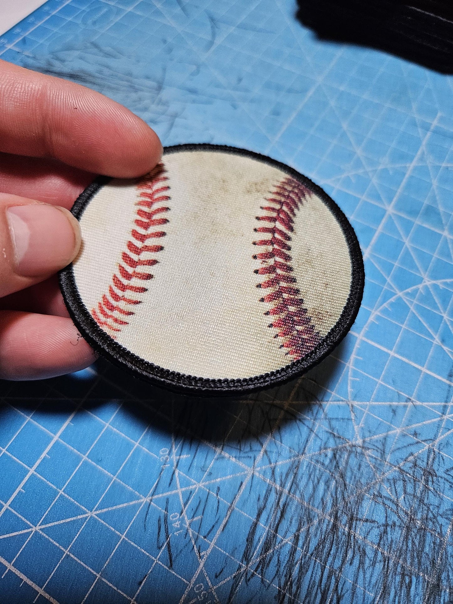 Baseball sports 3" circle morale patch with hook and loop backing