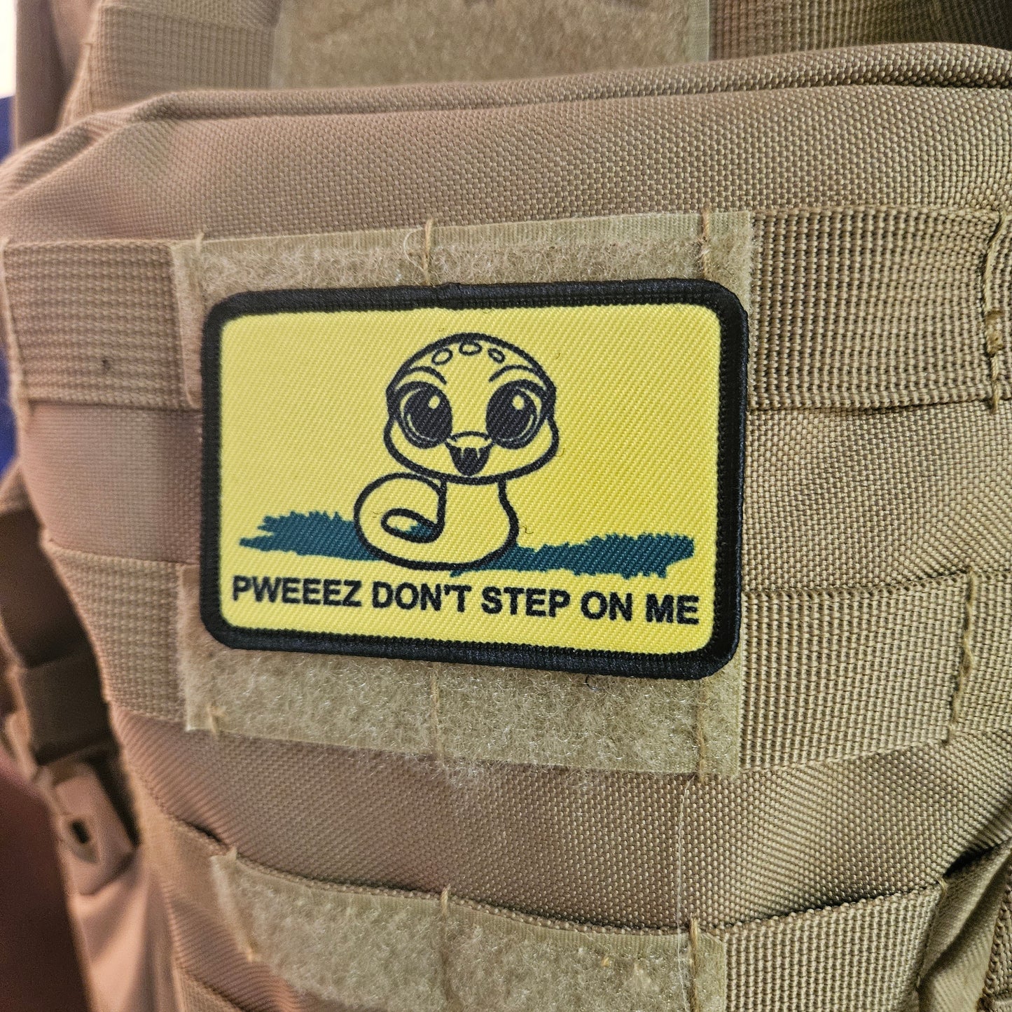 Cute anime pweeez dont step on me Gadsden flag meme  2"x3" removable morale patch with hook and loop backing