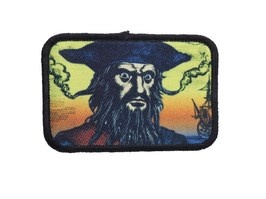 Blackbeard Edward Teach  roger flag pirate 2"x3" removable morale patch with hook and loop for hat