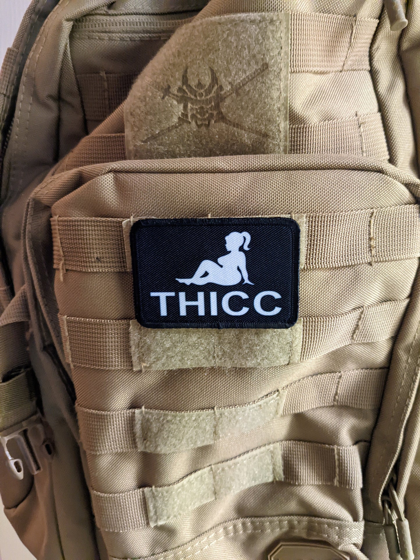 Thicc girls sexy meme funny  2"x3" morale patch with hook and loop backing