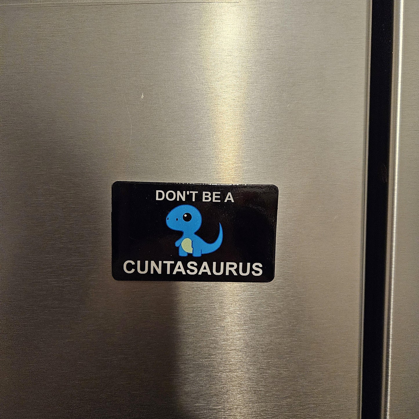 Dont be a cuntasaurus fridge magnet 2x3.5" dimensions meme