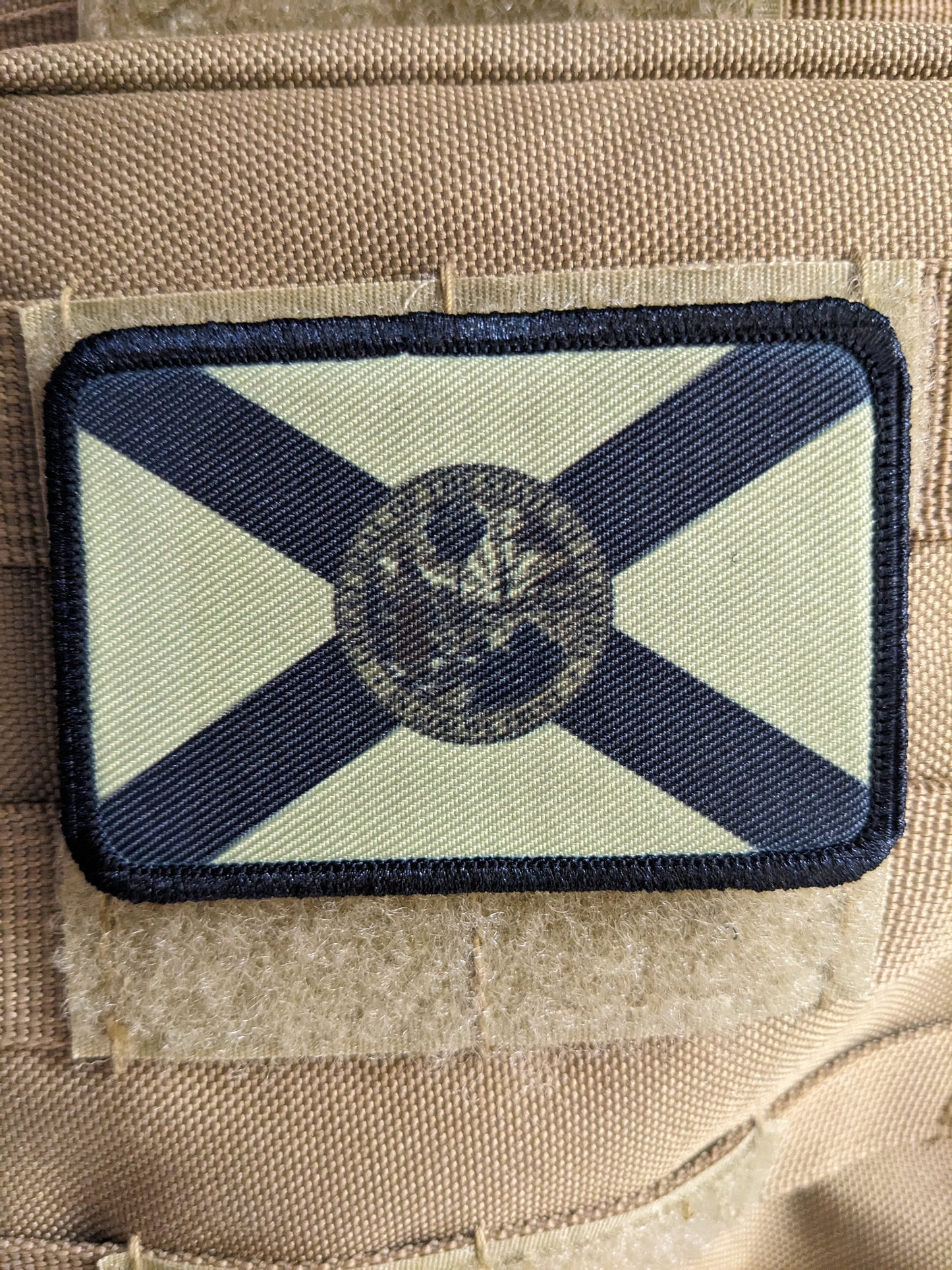 Subdued tan and brown Florida state flag removable patch 2"x3" morale patch with hook and loop backing