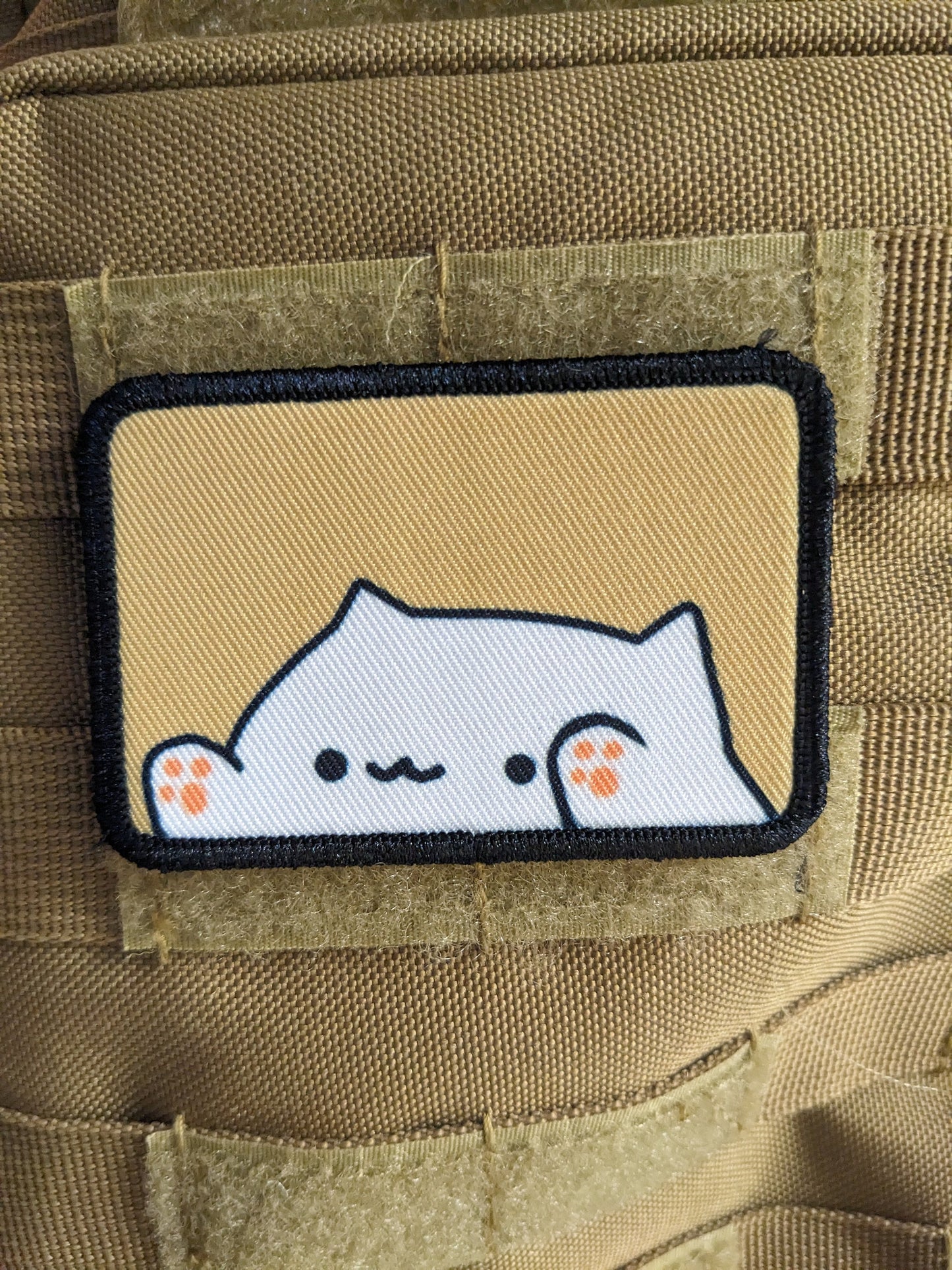 Bongo fat cat meme 2"x3"  removable morale patch with hook and loop backing