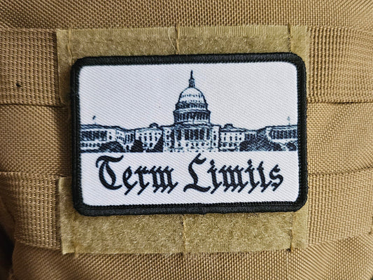 We need congressional  term limits meme  2"x3" removable morale patch with hook and loop backing
