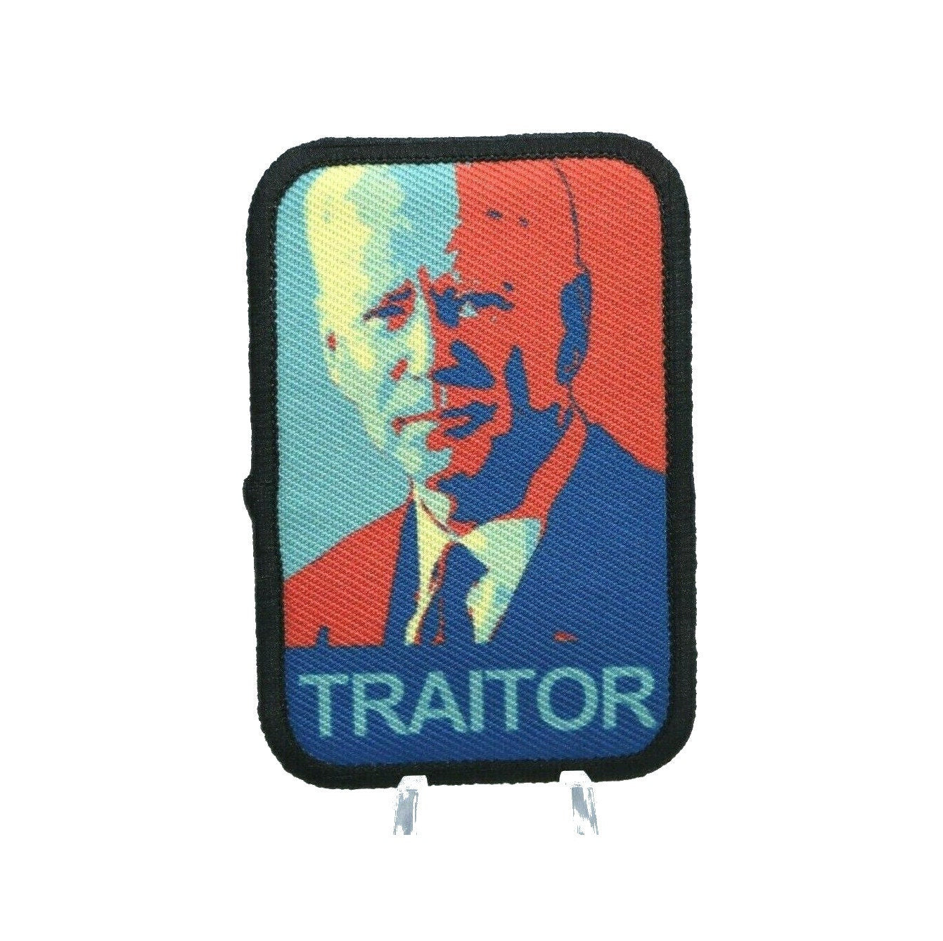 Biden is a traitor hope poster parody  2"x3" morale patch with hook and loop backing