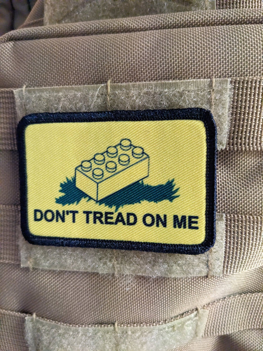 Don't tread on my brick joke Gadsden flag meme  2"x3" removable morale patch with hook and loop backing