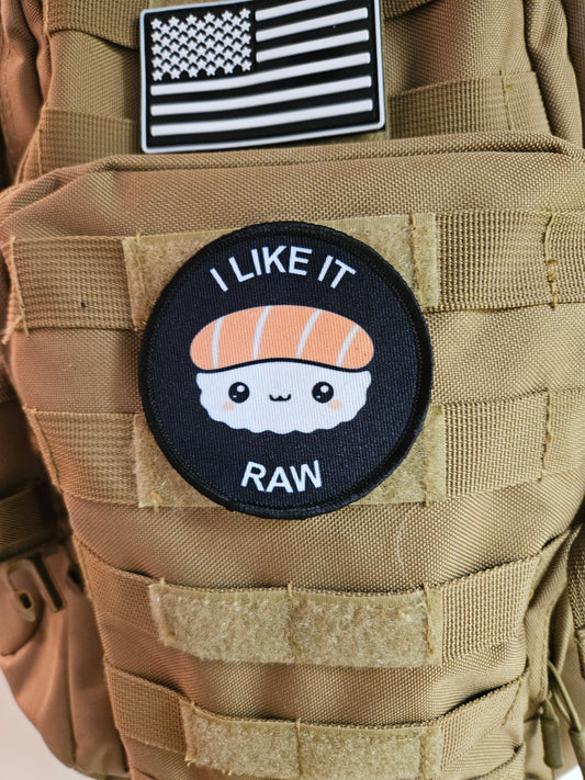 I like is raw sushi lover nigiri meme 3" circle removable morale patch with hook and loop backing