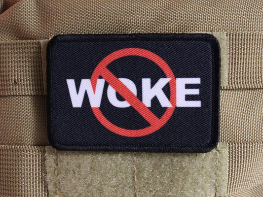 no woking anti woke get woke go broke  2"x3" morale patch with hook and loop backing