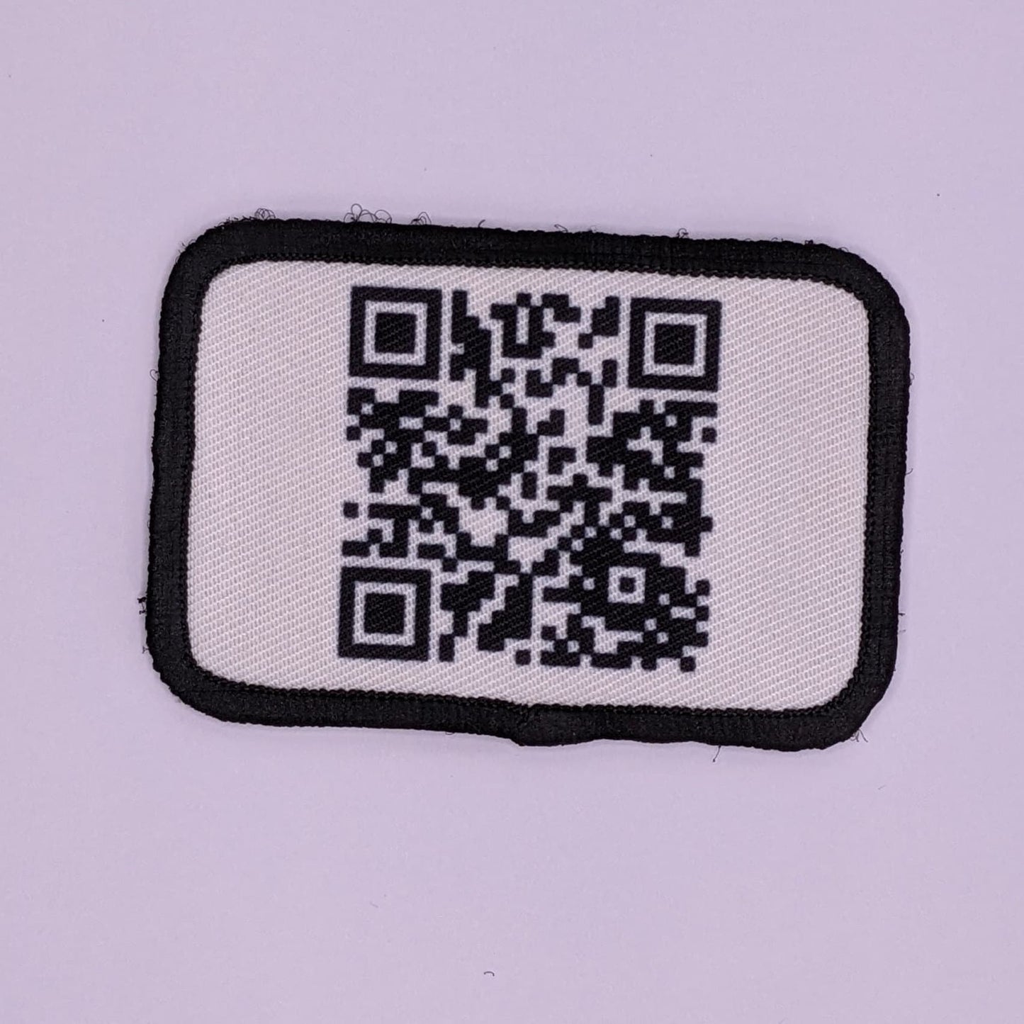 Rick roll QR code joke meme 2"x3" morale patch with hook and loop backing
