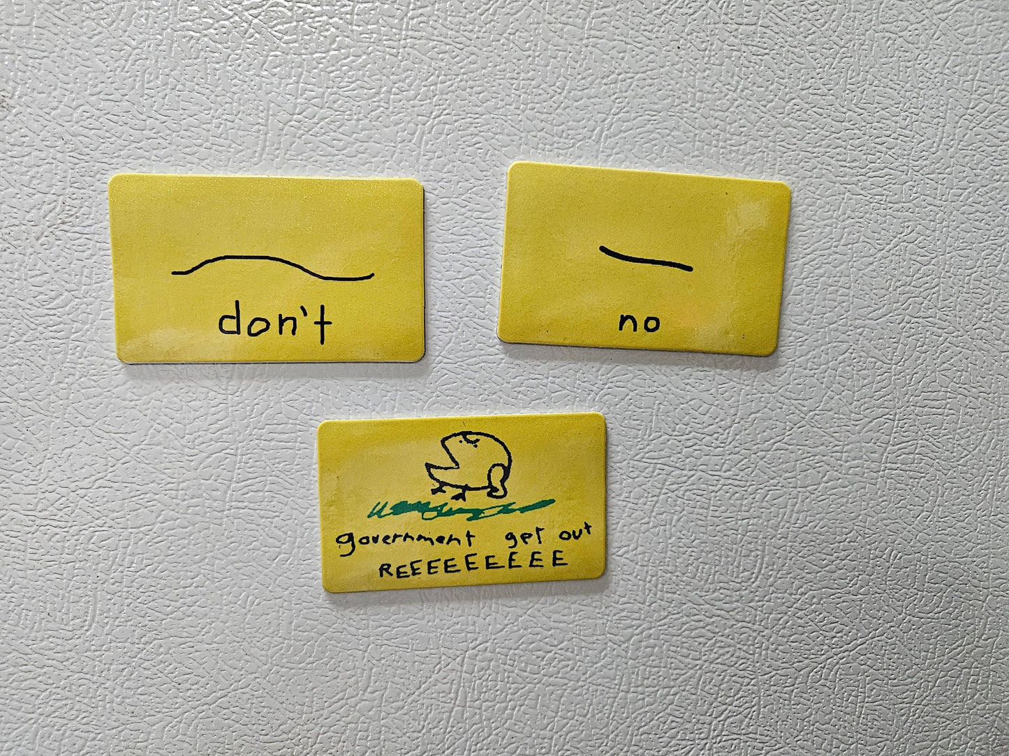Combo three poorly drawn gadsden flag parody fridge magnets    2x3.5" dimensions