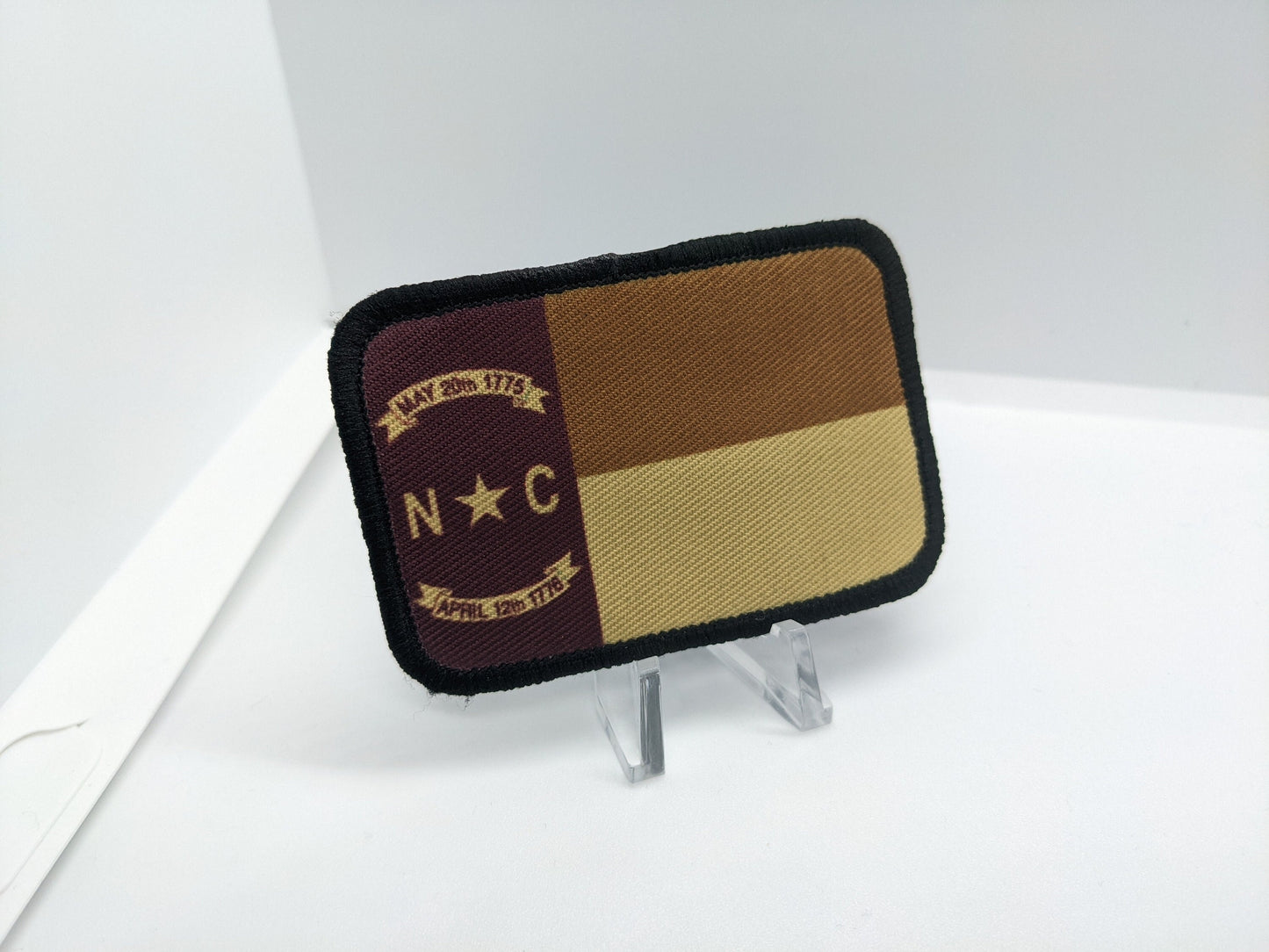 North Carolina Flag tan  2"x3" morale patch with hook and loop for hat