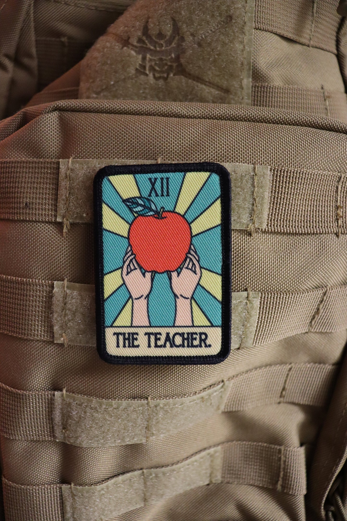 The teacher tarot card funny cute  2"x3" morale patch with hook and loop backing education