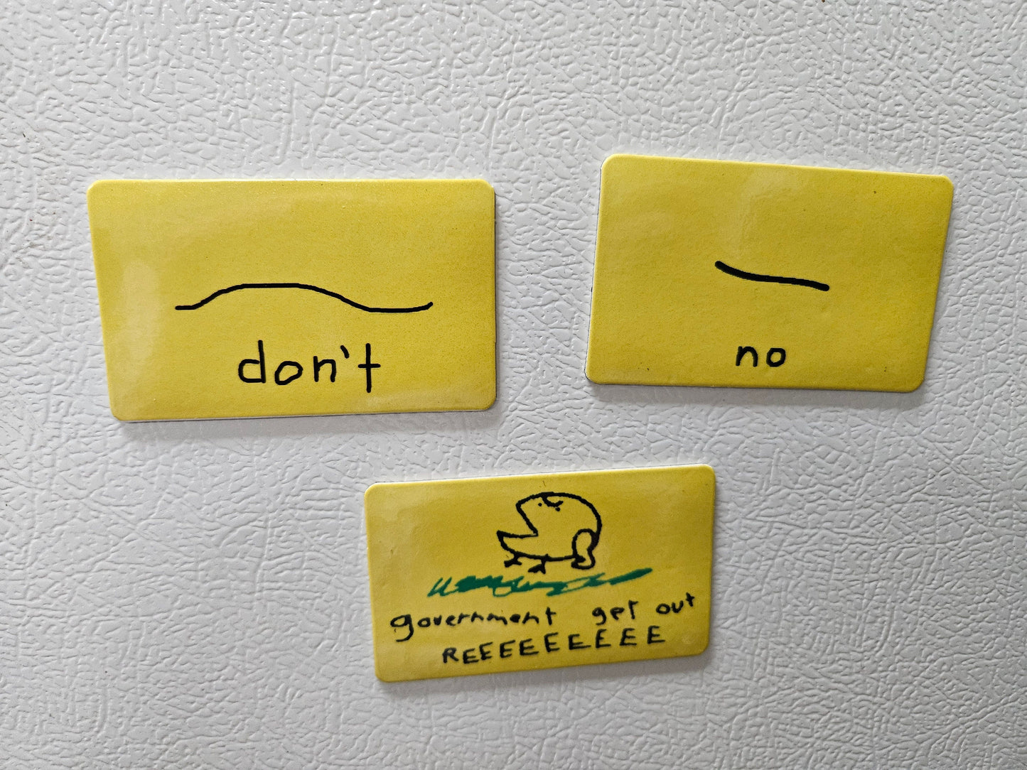 Combo three poorly drawn gadsden flag parody fridge magnets    2x3.5" dimensions