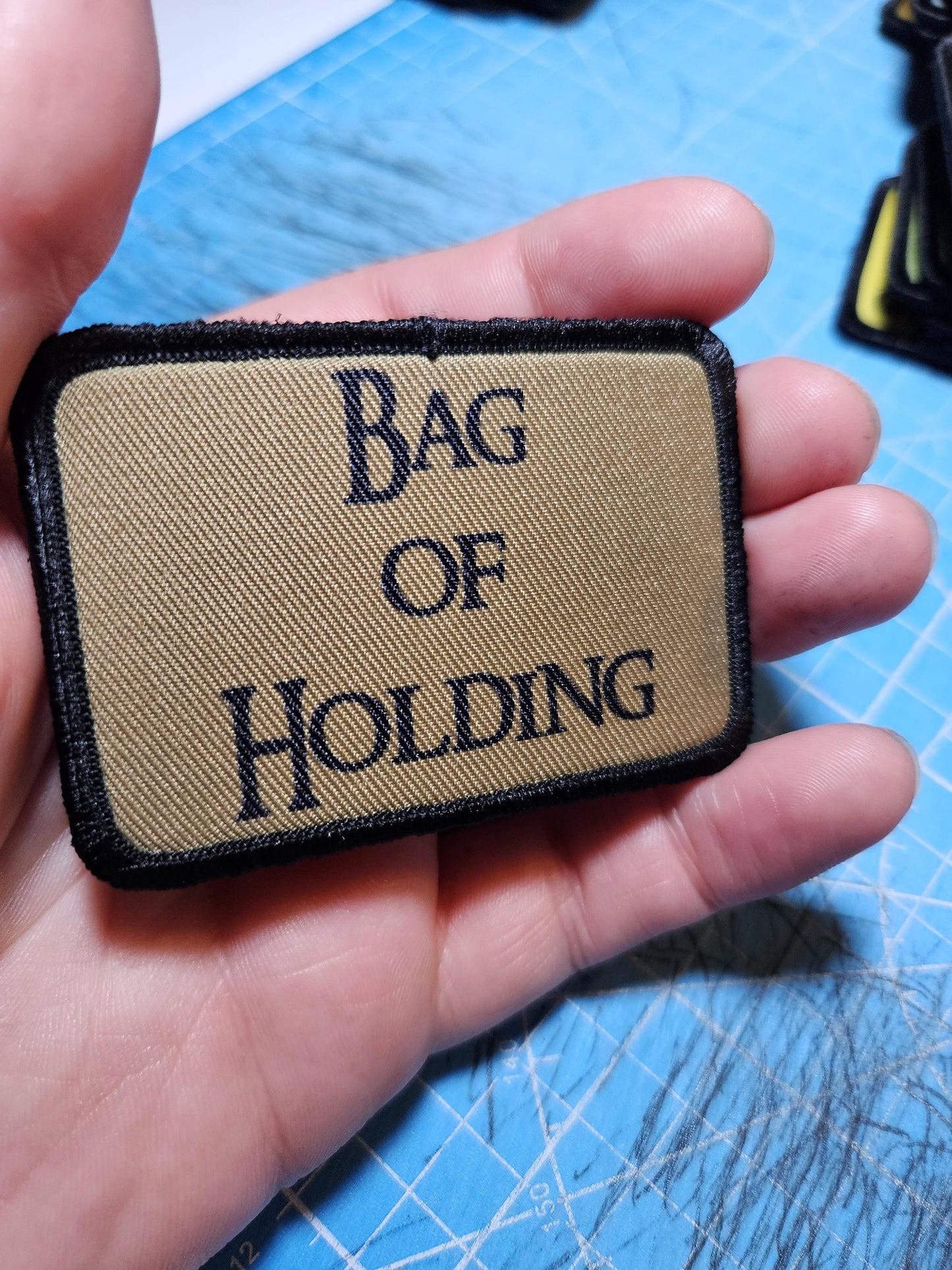 bag of holding dnd dungeons and dragon meme 2"x3" morale patch with hook and loop backing