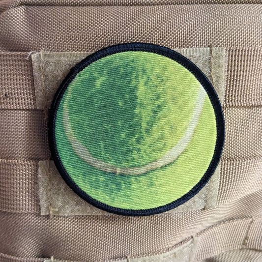 Tennis ball sports 3" circle morale patch with hook and loop backing