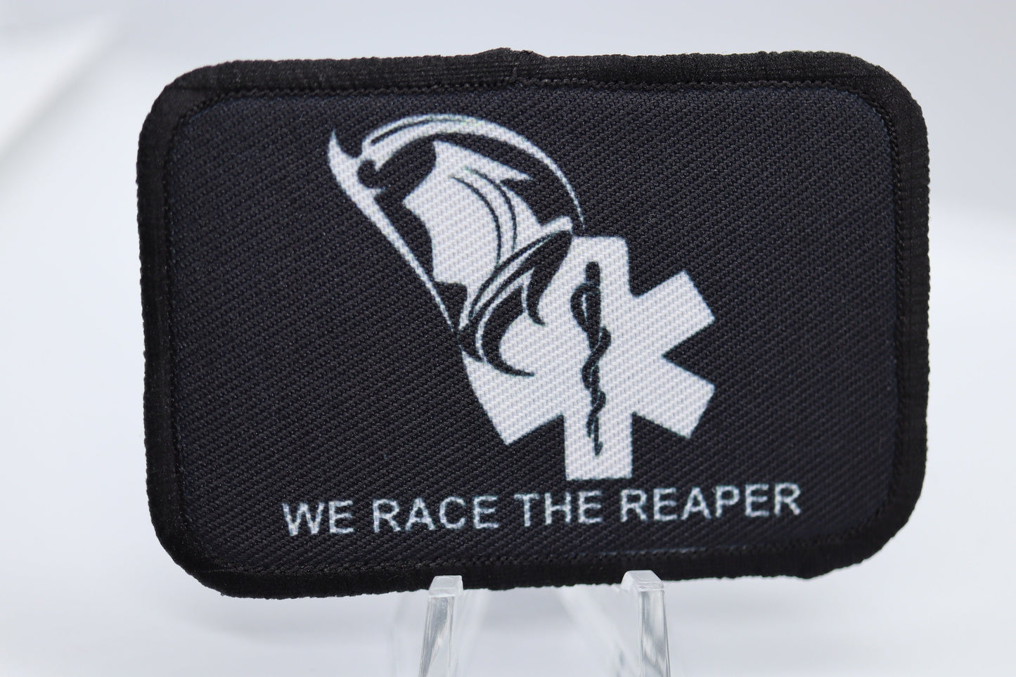 First responder Race the Reaper 2"x3" morale patch with hook and loop backing