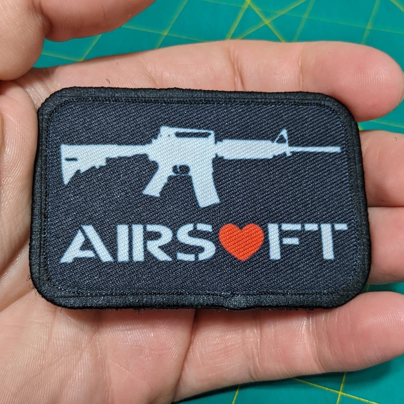 Airsoft love airsoft funny removable patch 2"x3" morale patch with hook and loop backing