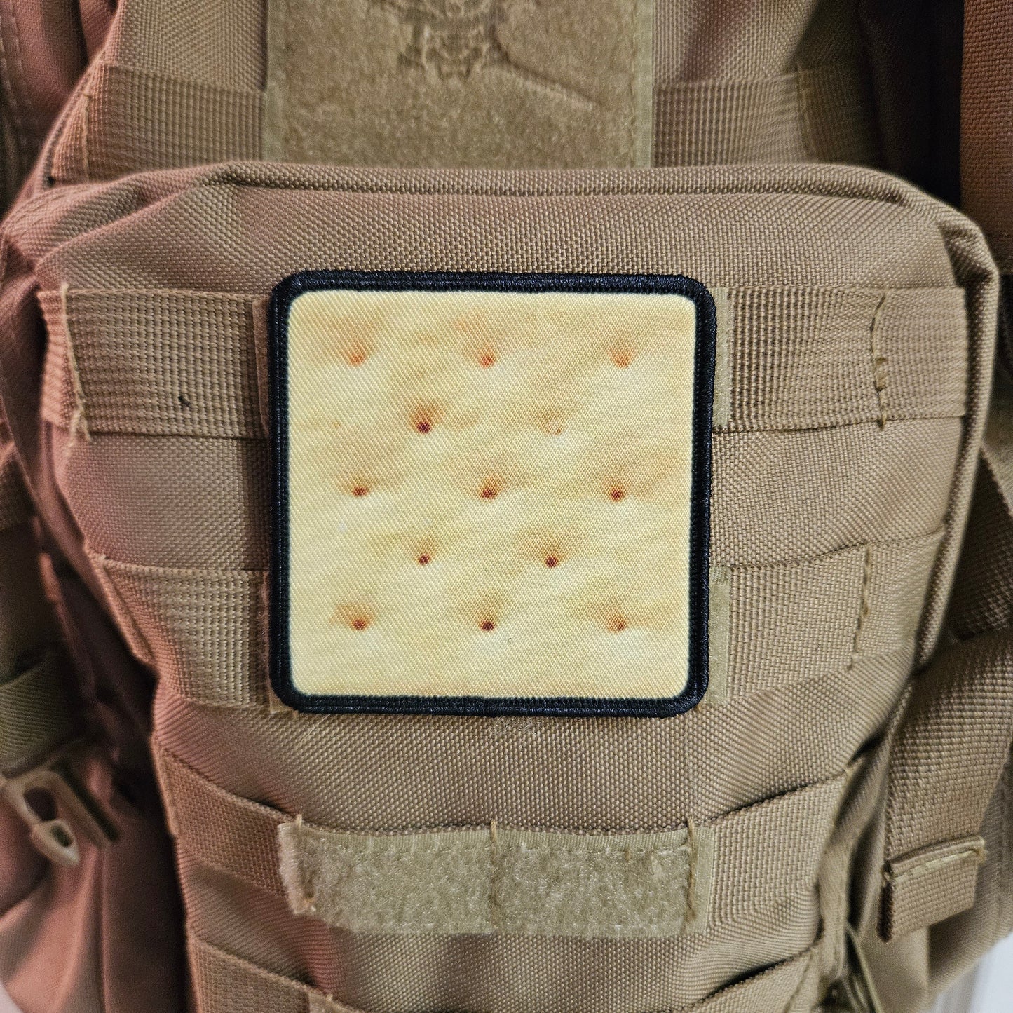 Saltine cracker enthusiasts Morale patch 3x3" square patch  with hook and loop backing