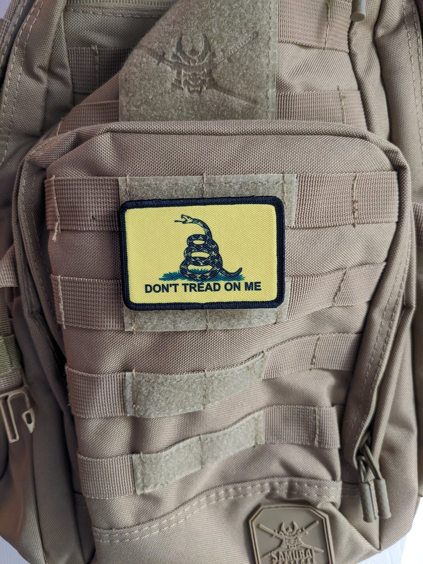 Gadsden flag don't tread on me 2"x3" morale patch with hook and loop backing