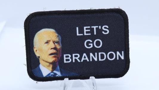 FU!K Joe Biden Let's Go Brandon chant meme 2"x3"  removable morale patch with hook and loop backing