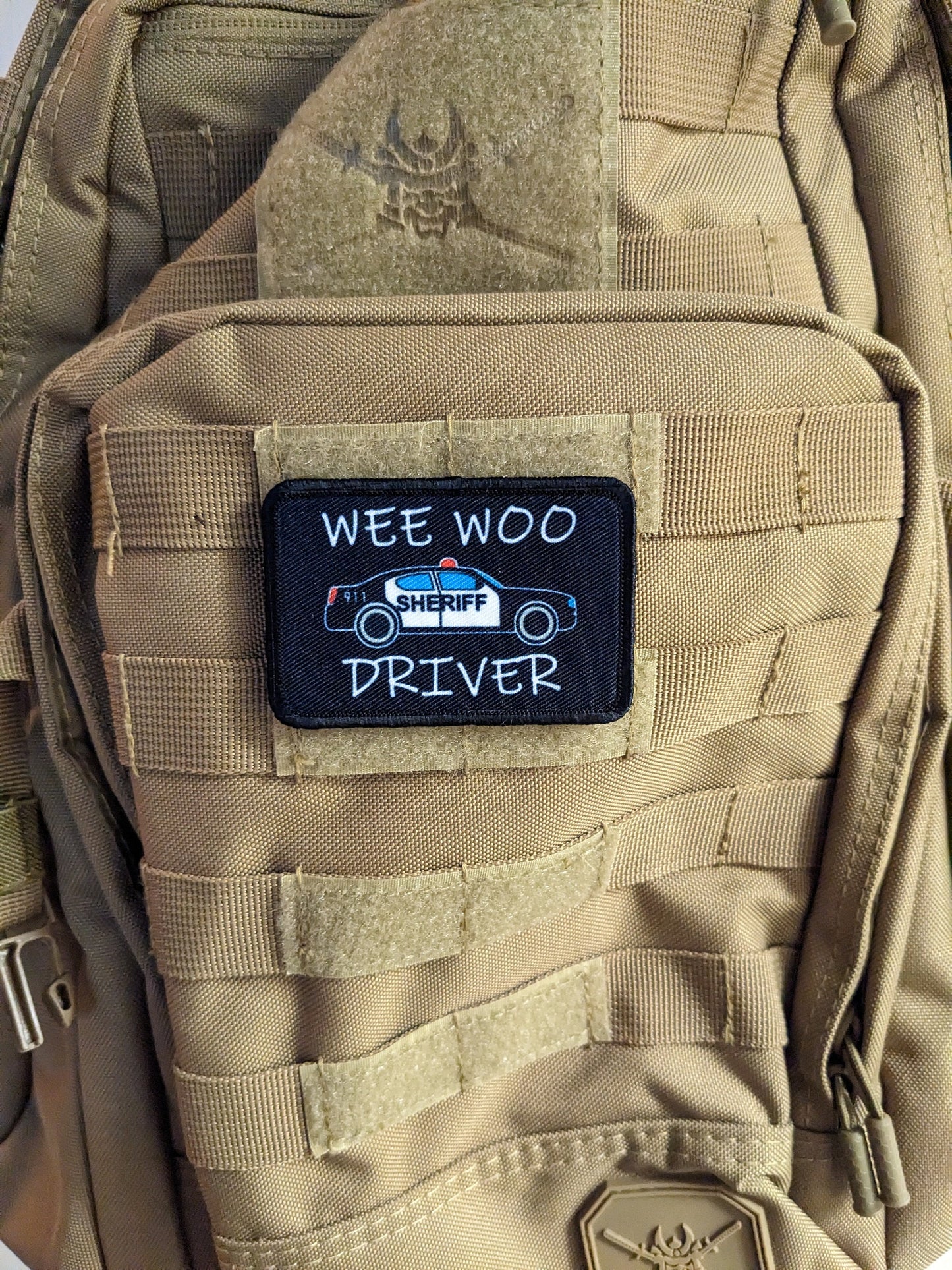 SHERIFF Wee woo driver sheriff department car driver funny 2"x3" removable morale patch with hook and loop backing