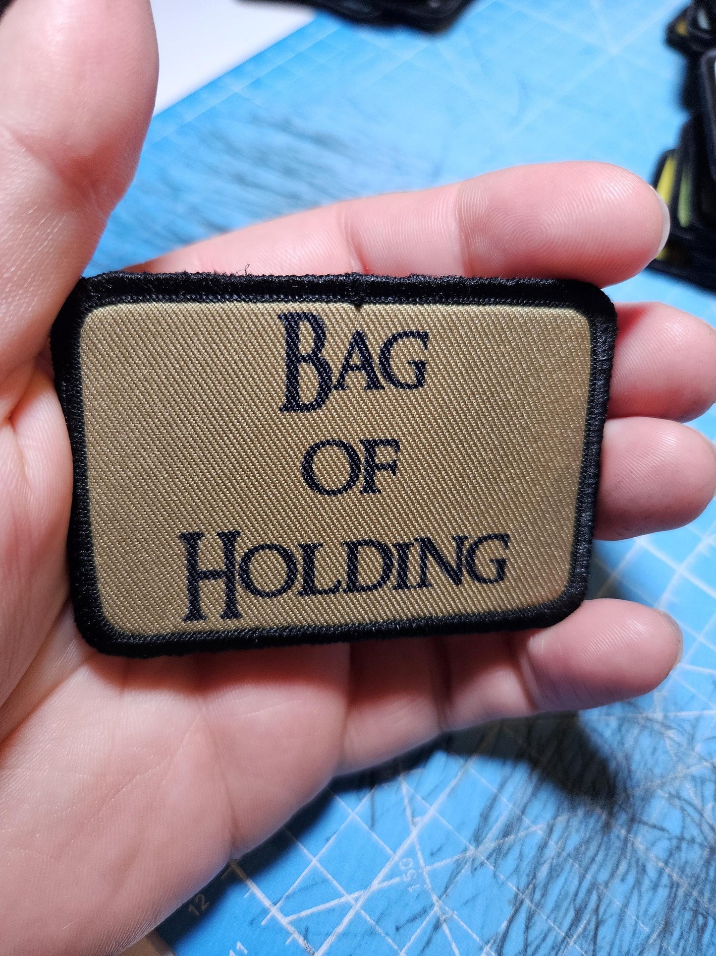 bag of holding dnd dungeons and dragon meme 2"x3" morale patch with hook and loop backing