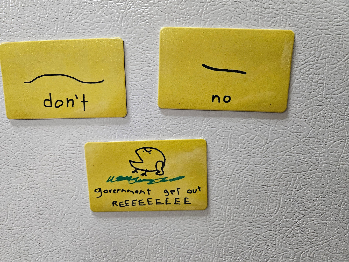 Combo three poorly drawn gadsden flag parody fridge magnets    2x3.5" dimensions