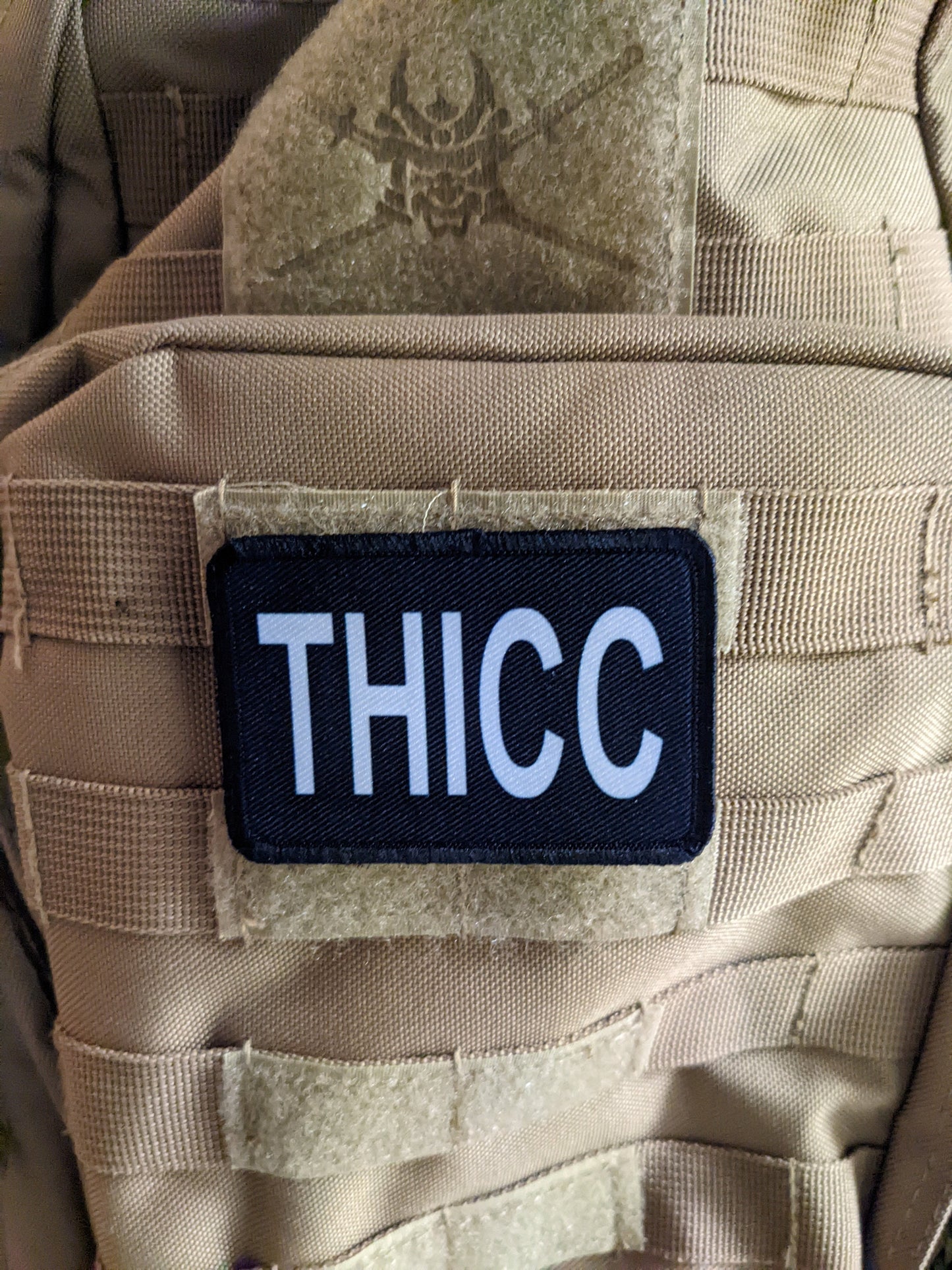 Thicc girls sexy meme funny  text 2"x3" morale patch with hook and loop backing