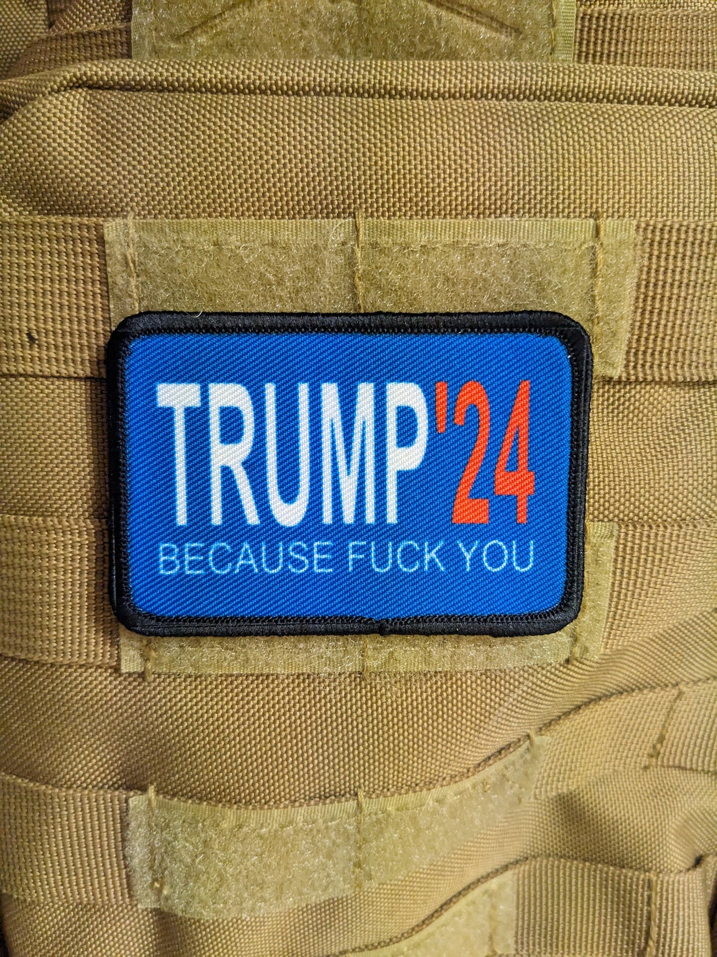 24 because fuck you that's why meme 2"x3" removable morale patch with hook and loop backing