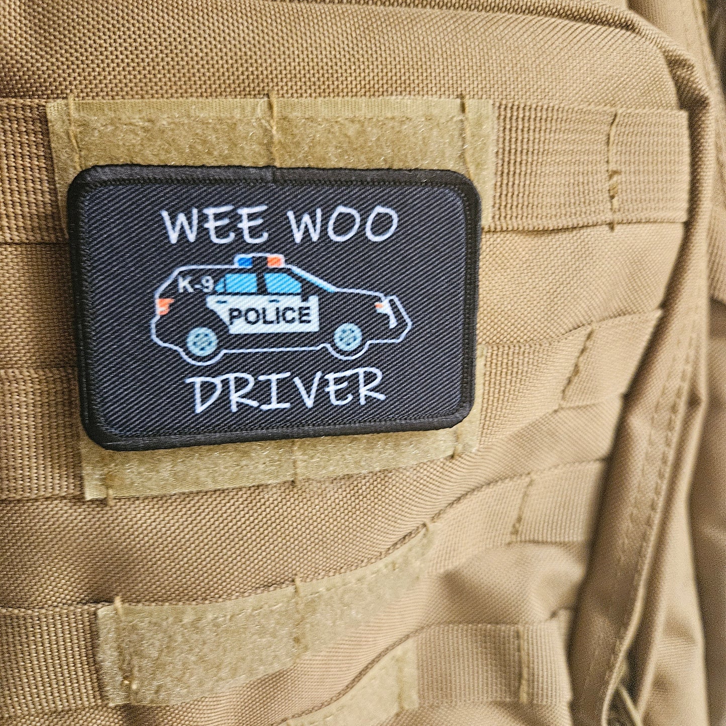 Wee woo driver k9 officer SUV funny 2"x3" removable morale patch with hook and loop backing