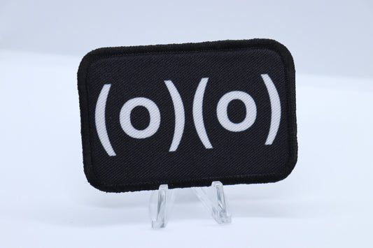 text boobs (o)(o) funny removable patch 2"x3" morale patch with hook and loop backing