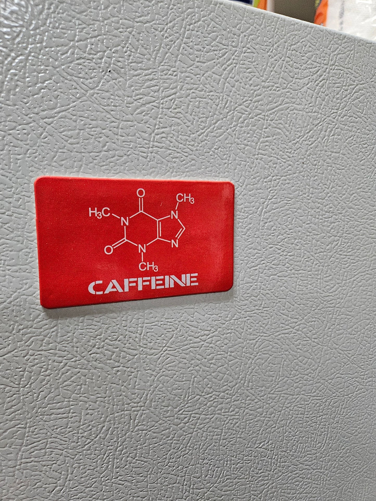 Caffeine molecule coffee enthusiast fridge magnet x3.  2x3.5" dimensions