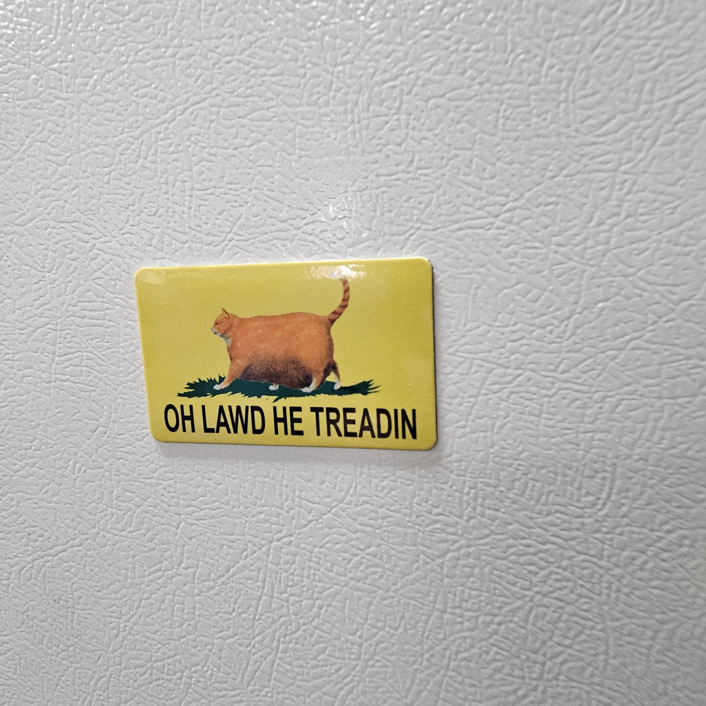 Oh lawd he treadin Gadsden flag parody fridge magnet 2x3.5" dimensions fat cat meme
