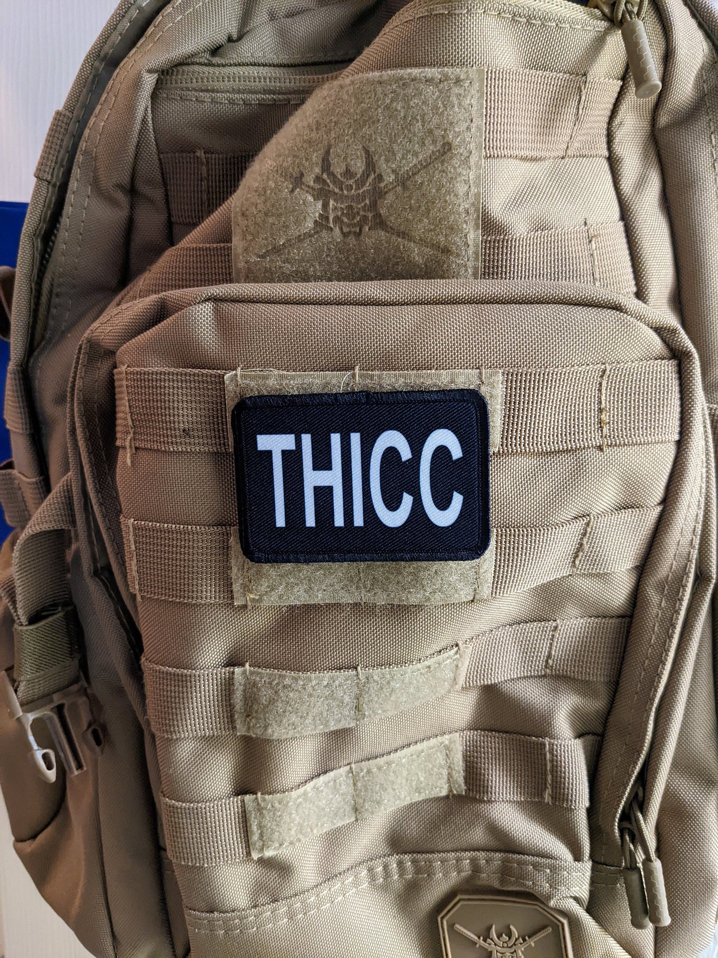 Thicc girls sexy meme funny  text 2"x3" morale patch with hook and loop backing