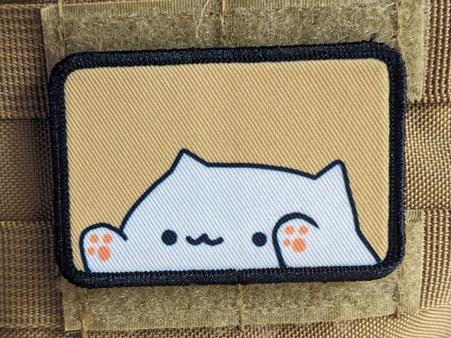 Bongo fat cat meme 2"x3"  removable morale patch with hook and loop backing