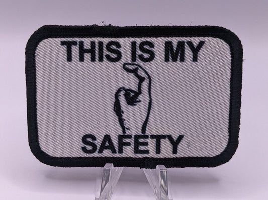 This is my Safety sir white 2"x3" morale patch with hook and loop backing