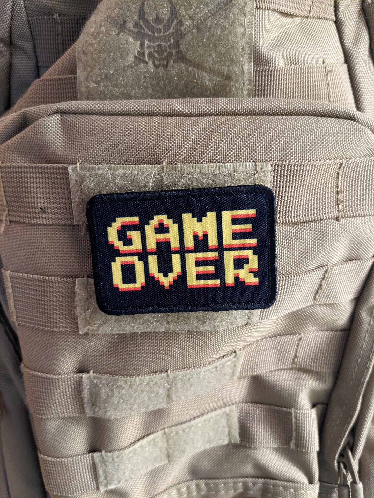 Game over 8 bit funny gaming  2"x3" removable morale patch with hook and loop backing