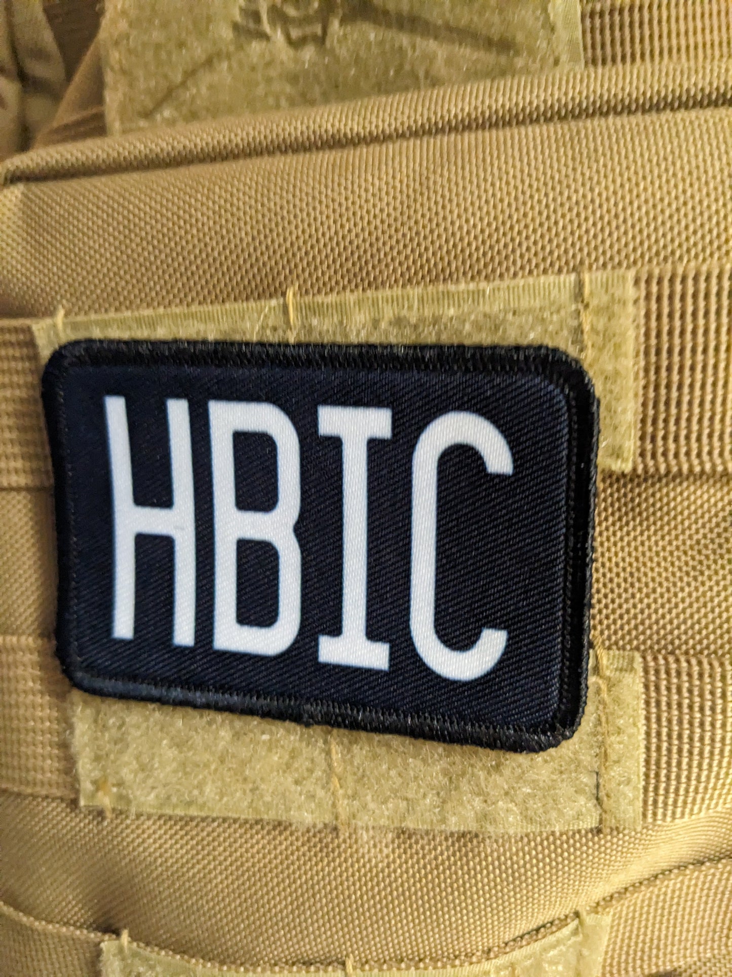 HBIC head bitch in charge 2"x3" morale patch with hook and loop backing