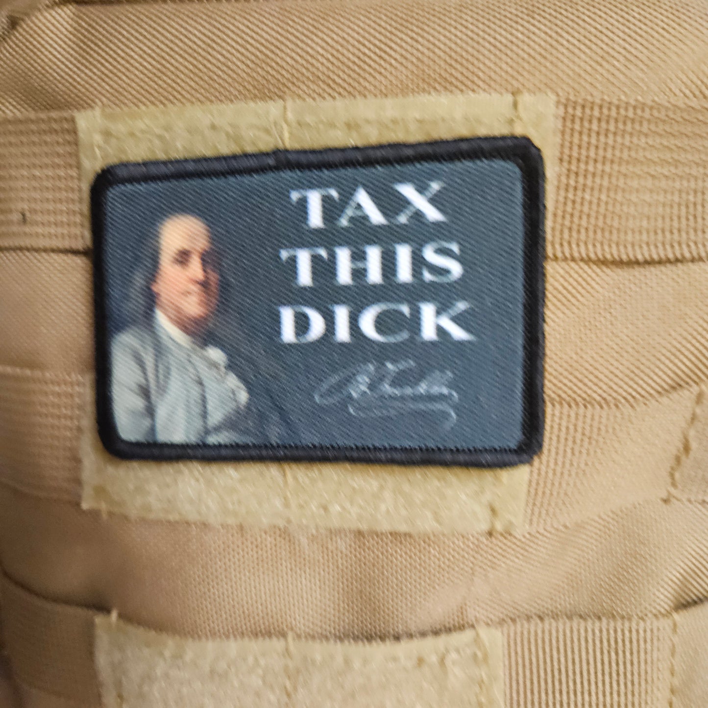 Tax this dick Ben Franklin meme funny 2"x3" removable morale patch with hook and loop backing