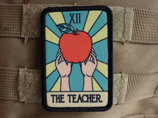 The teacher tarot card funny cute  2"x3" morale patch with hook and loop backing education
