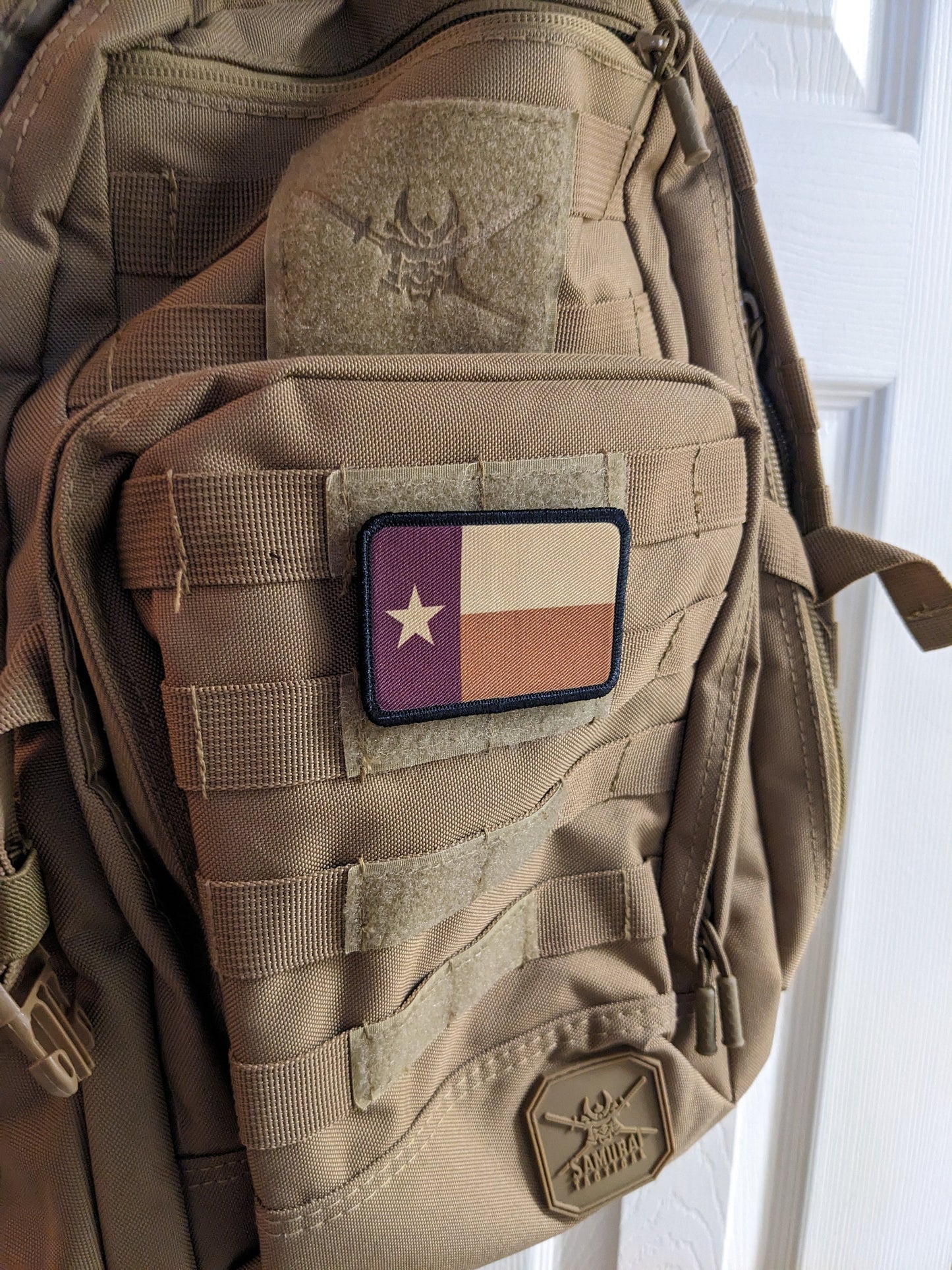 Texas flag coyote brown and tan  removable patch 2"x3" morale patch with hook and loop backing