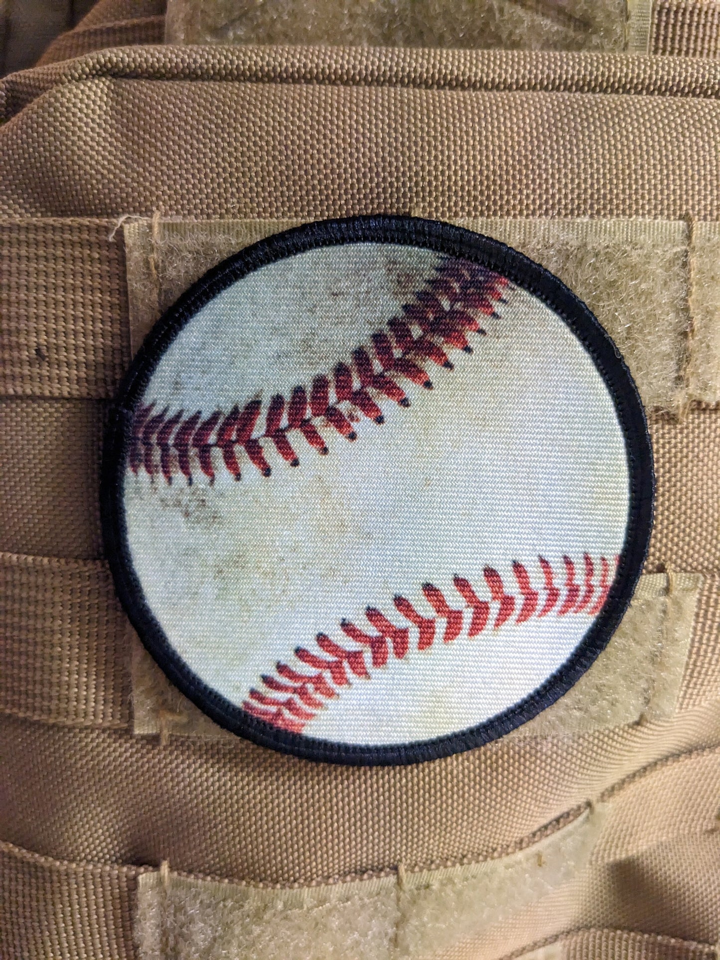 Baseball sports 3" circle morale patch with hook and loop backing