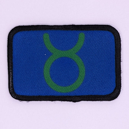 Taurus the Bull sign zodiac custom colors available 2"x3" morale patch with hook and loop backing