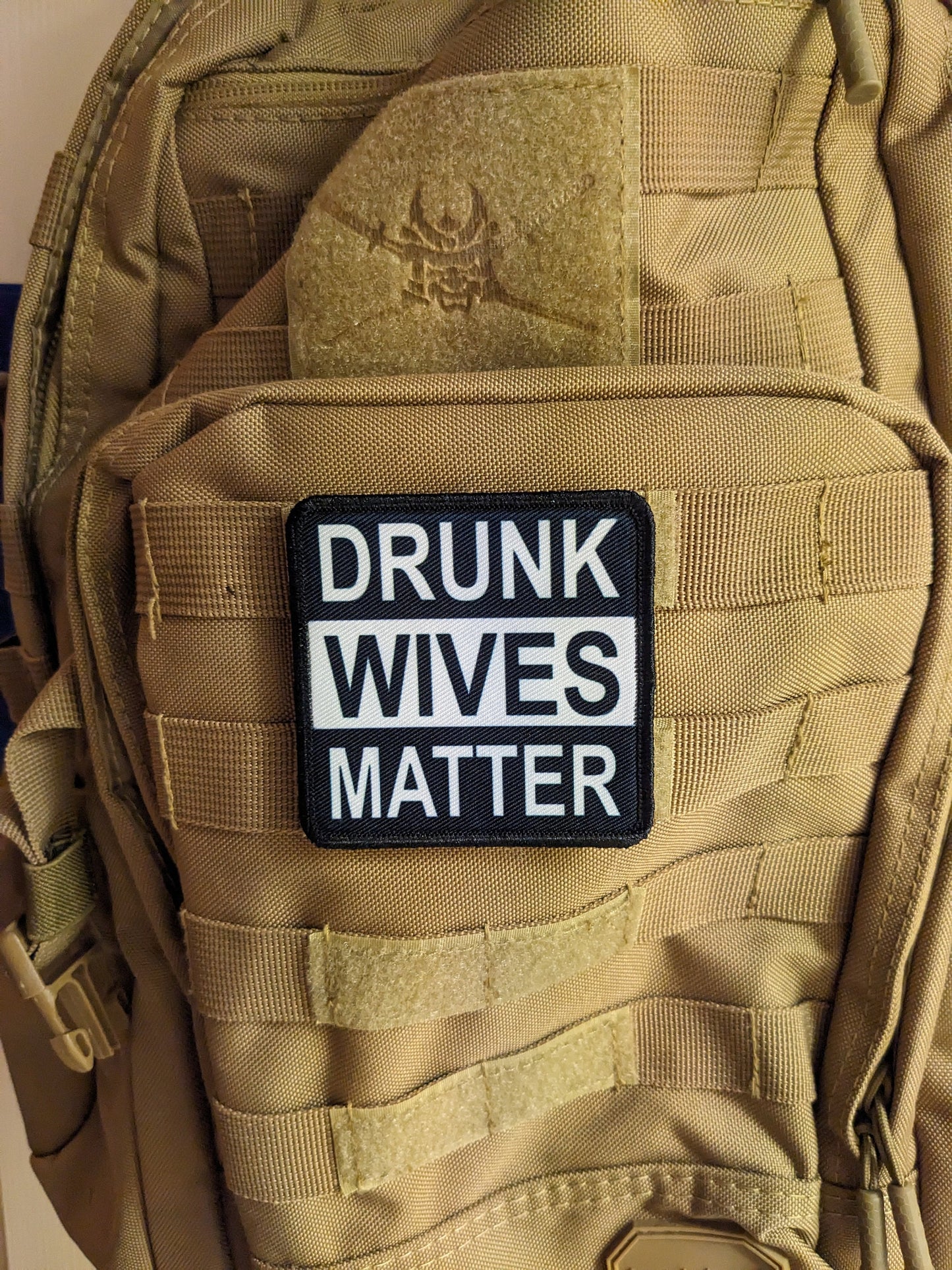 Drunk wives matter Morale patch 3x3" square patch  with hook and loop backing