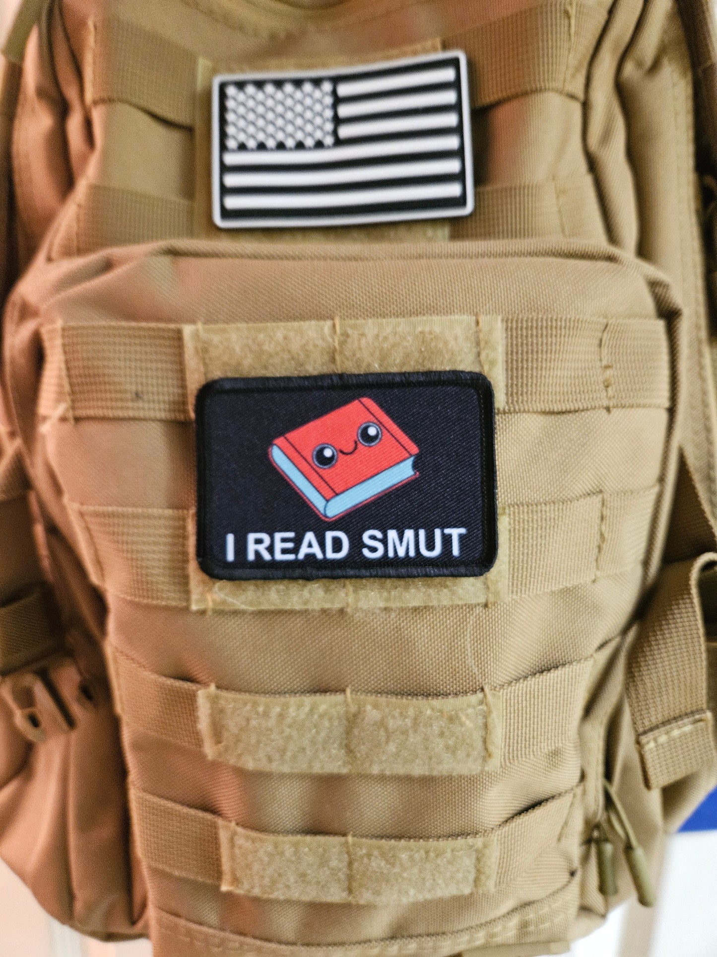 I read smut spicy books meme 2"x3" removable morale patch with hook and loop backing