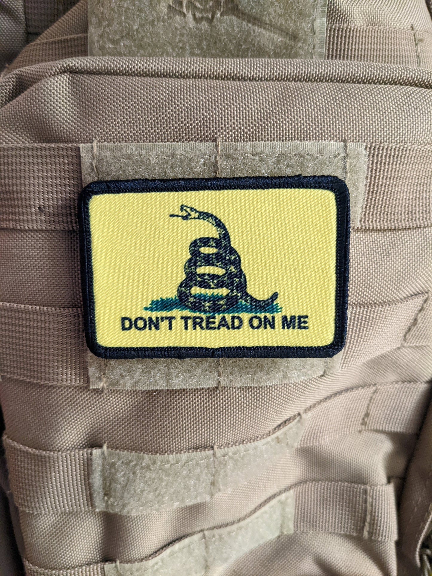 Gadsden flag don't tread on me 2"x3" morale patch with hook and loop backing