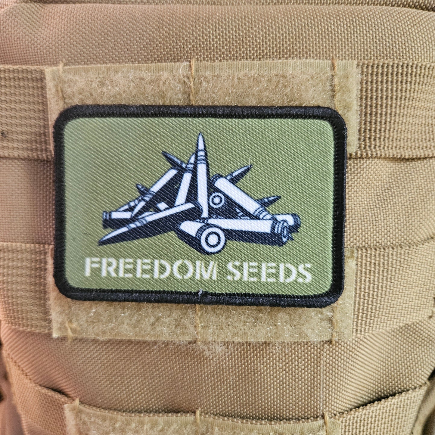Freedom seeds meme  2"x3"  removable morale patch with hook and loop backing