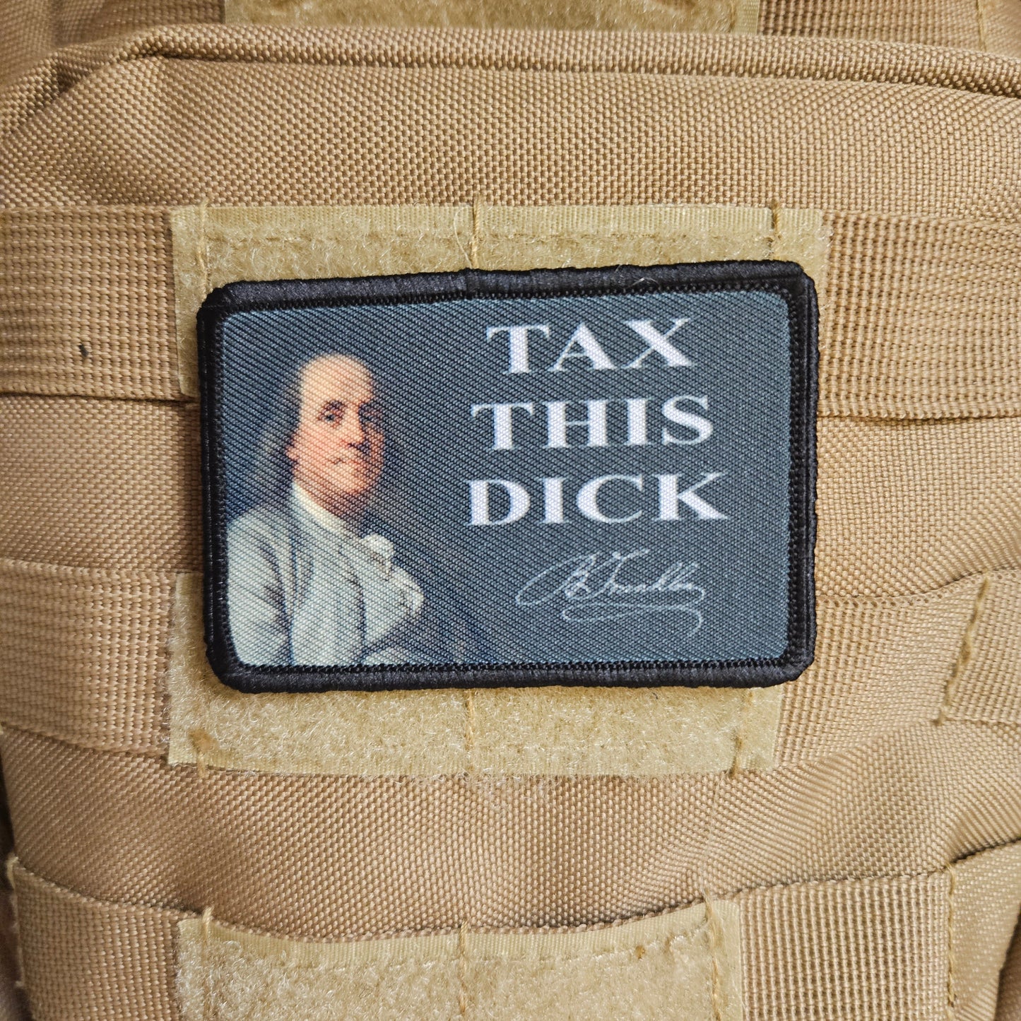 Tax this dick Ben Franklin meme funny 2"x3" removable morale patch with hook and loop backing