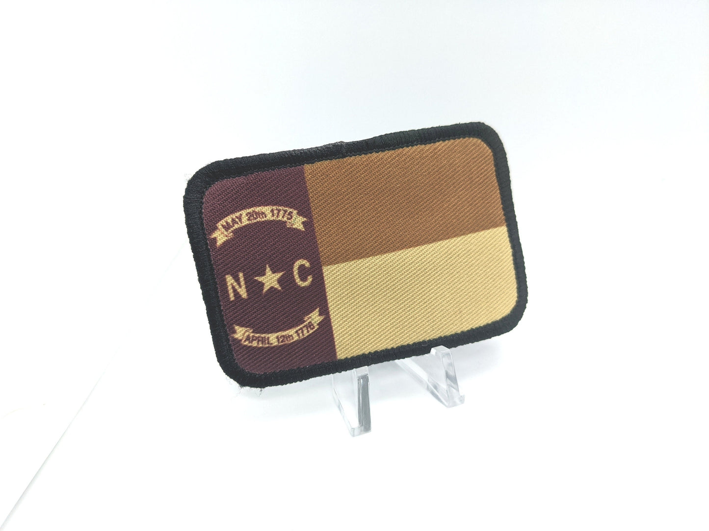 North Carolina Flag tan  2"x3" morale patch with hook and loop for hat