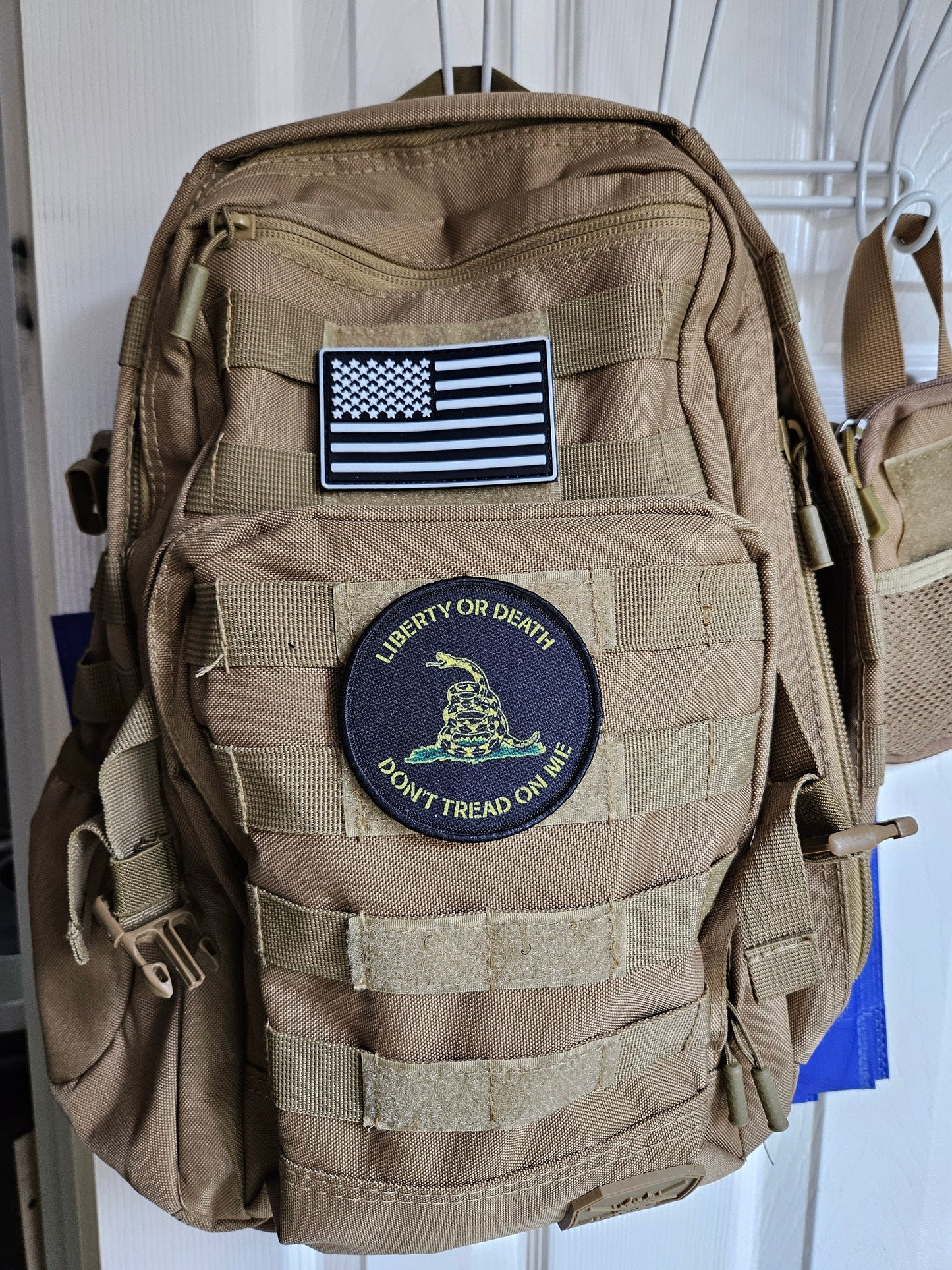 Don't tread on me Gadsden flag black 3" circle removable morale patch with hook and loop backing